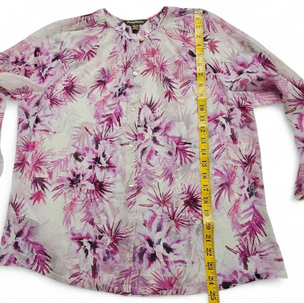 Tommy Bahama Silk Button Down Pink And White Floral Blouse Women's Size XS - Picture 8 of 8